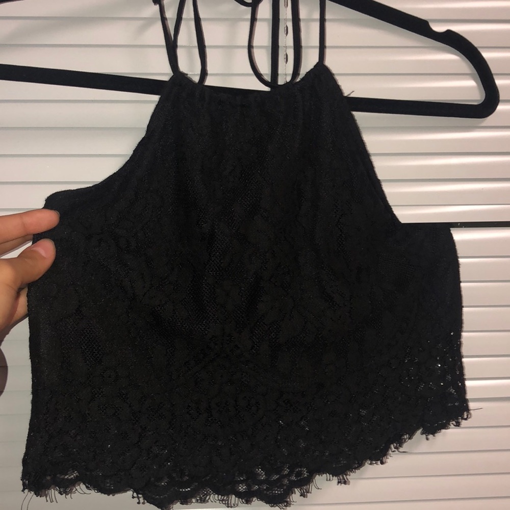 Black lace halter top